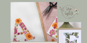 Lettre encadrée en fleurs séchées